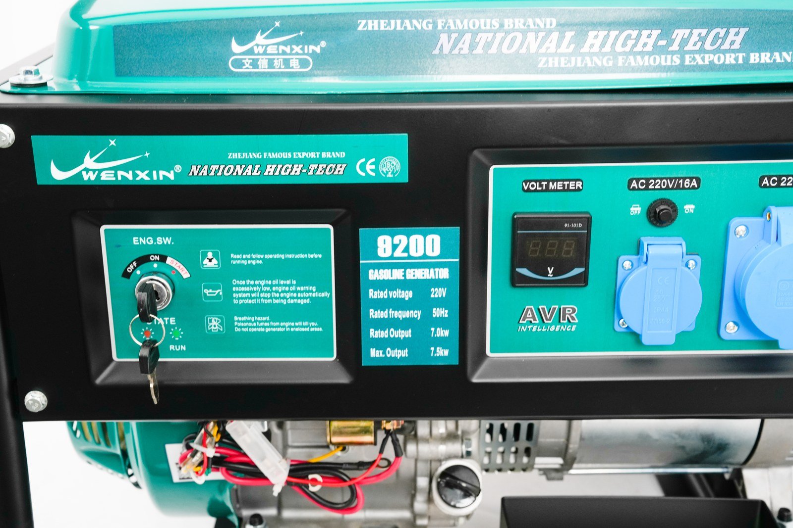 WENXIN bh-type-4-10kw gasoline generator, control panel view