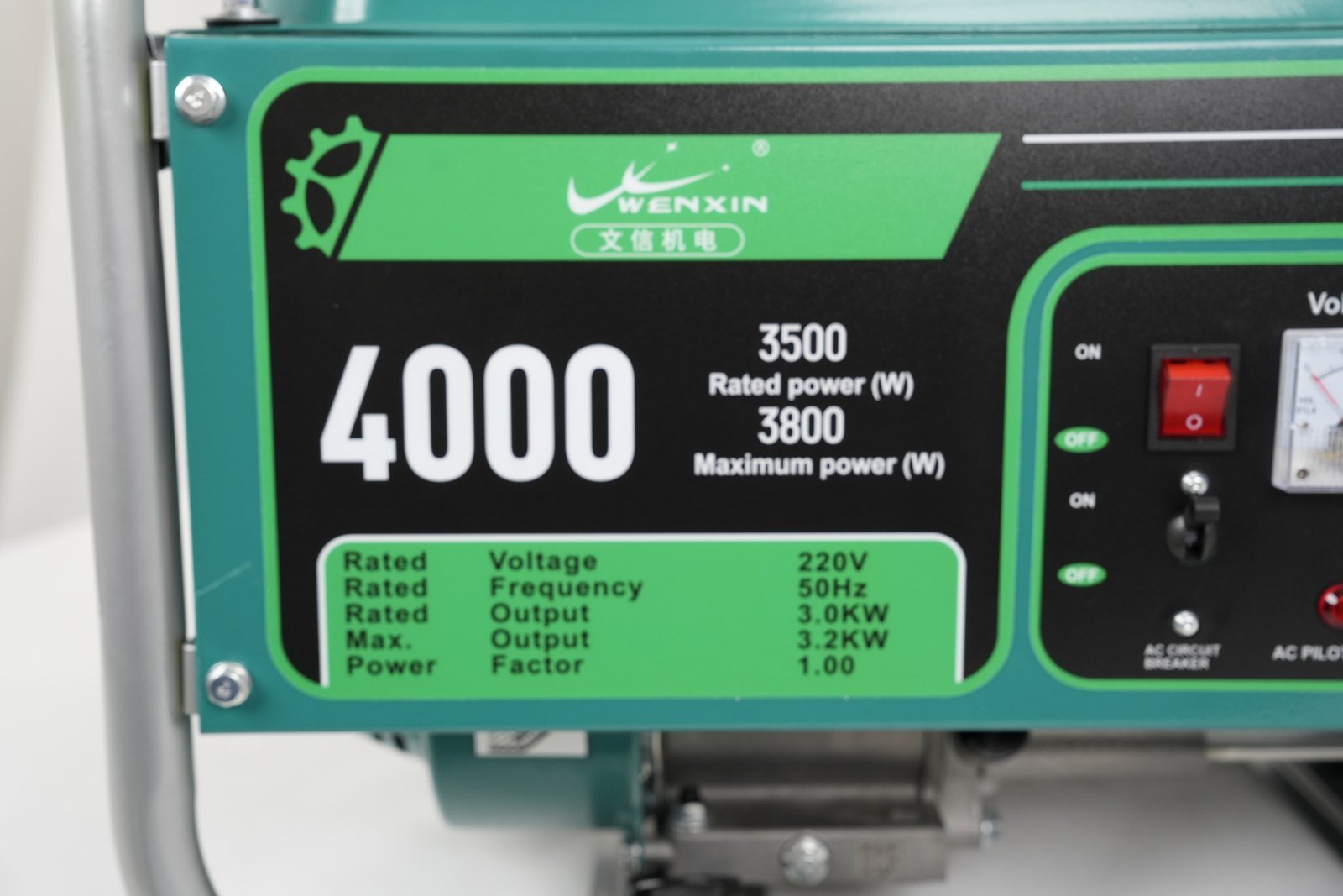 WENXIN flat-panel-type-1-5-8kw gasoline generator, control panel view