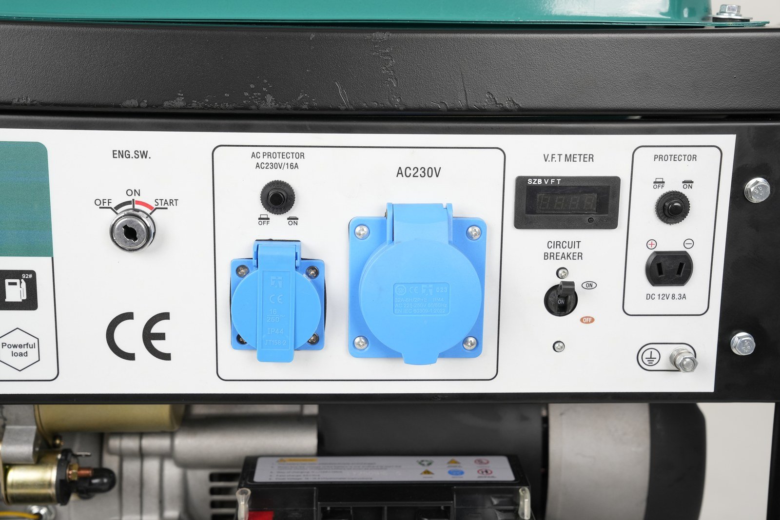 WENXIN r-type-5-10kw gasoline generator, control panel view