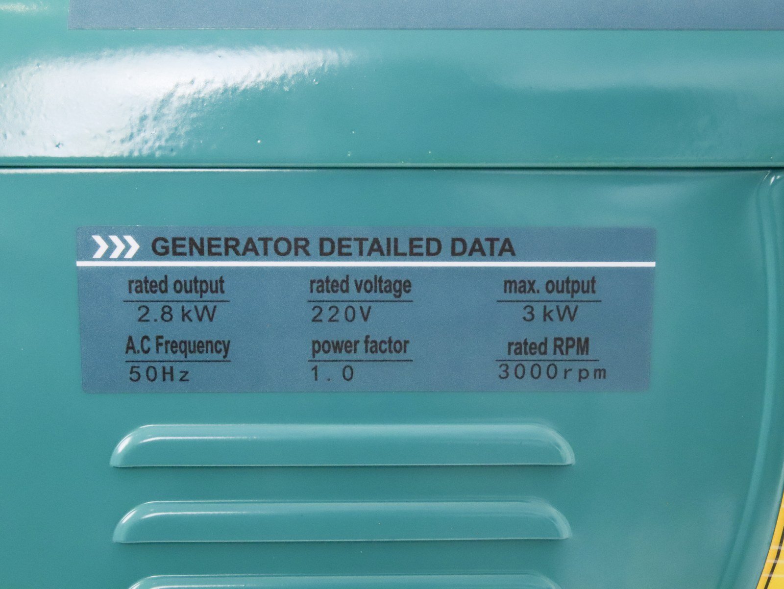 WENXIN wolf-tooth-type-1-8kw gasoline generator, nameplate view