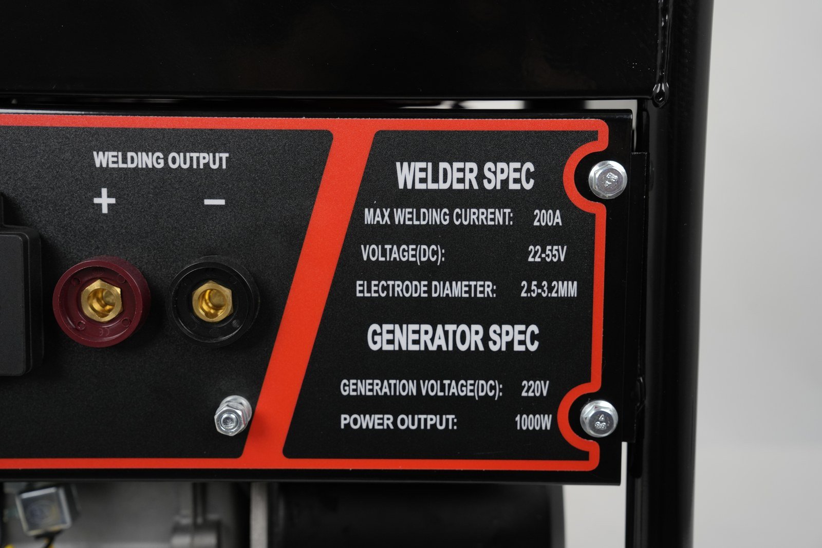 WENXIN 1kw-simple-inverter welder generator, nameplate view