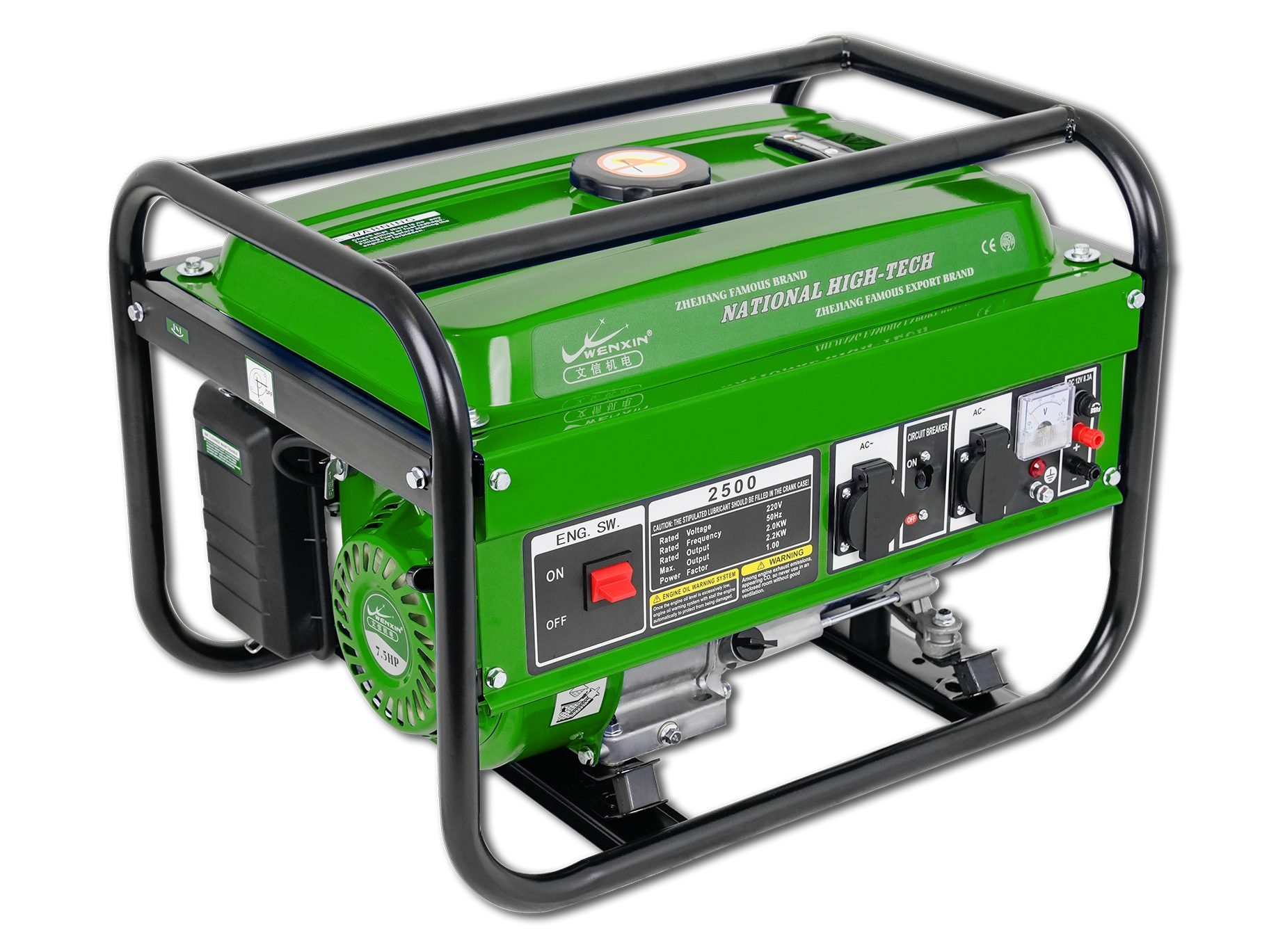 Gasoline generator painted green as part of WENXIN OEM color customization