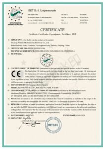 CE certificate issued by ISET for WENXIN knapsack power sprayers