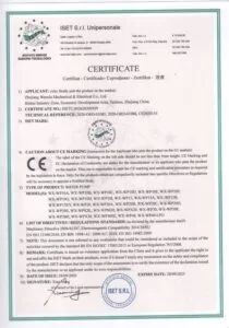 CE certificate issued by ISET for WENXIN water pumps
