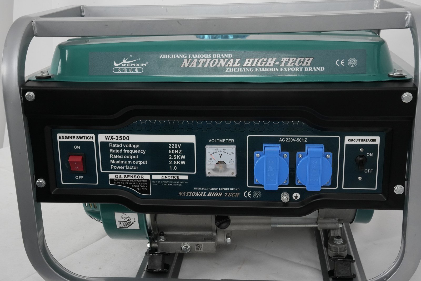 WENXIN 1-5-3-2kw gasoline generator, control panel view