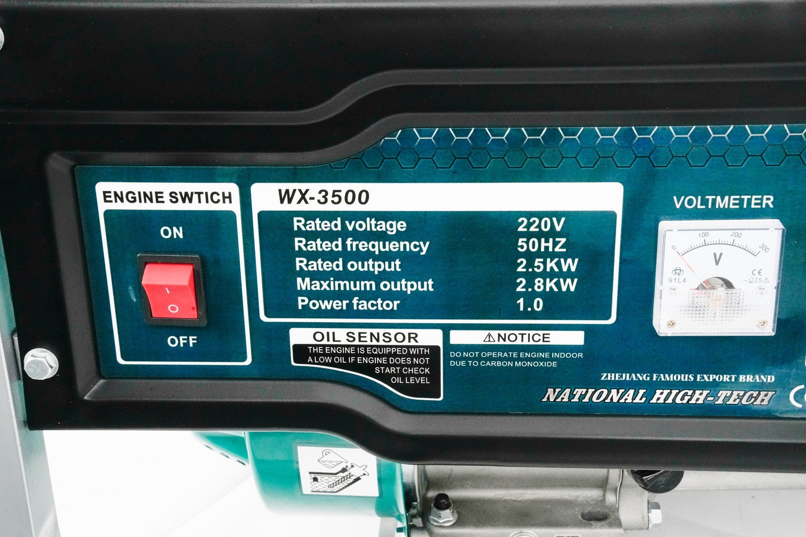WENXIN 1-5-3-2kw gasoline generator, nameplate view