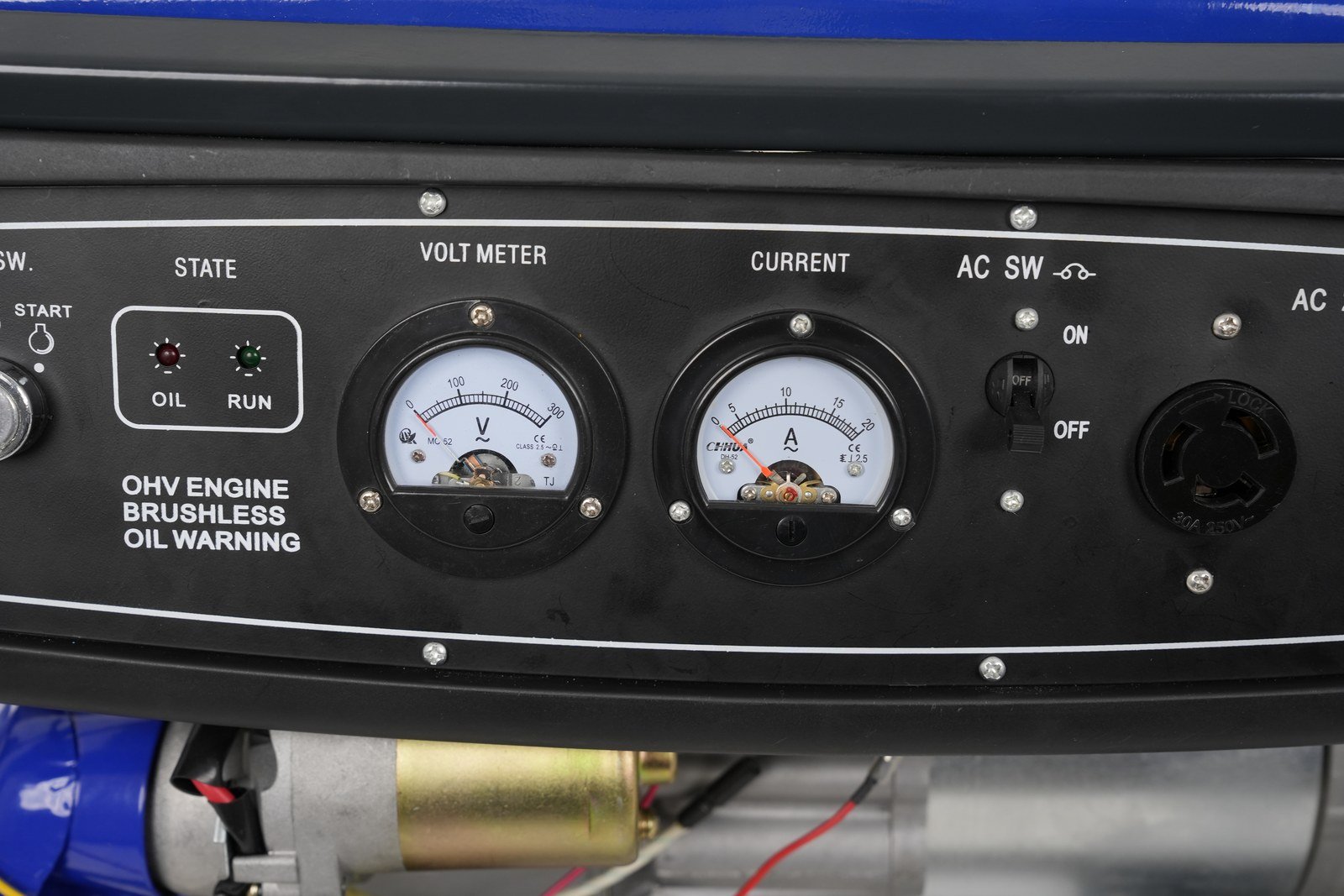 WENXIN 1-5-3kw gasoline generator, control panel view