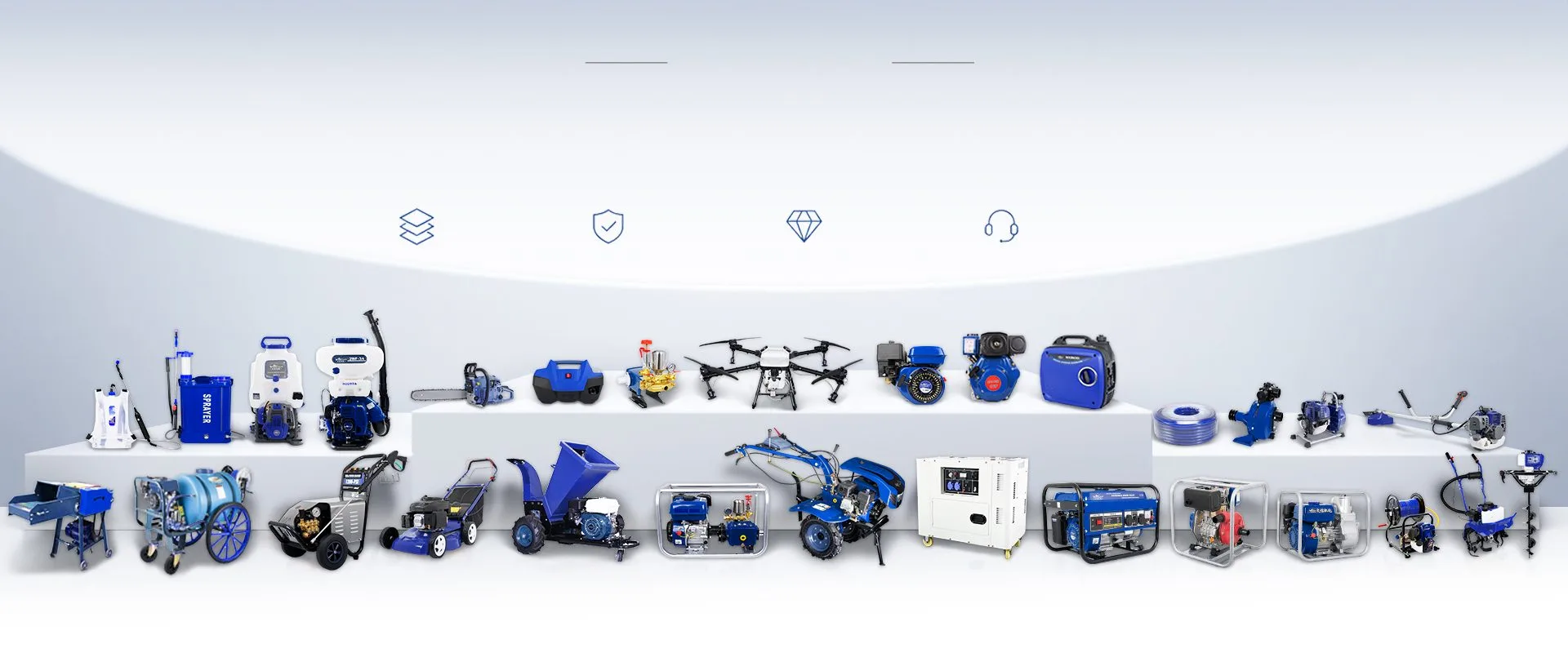 WENXIN product range across sprayers, generators, water pumps, garden tools, engines and pressure washers