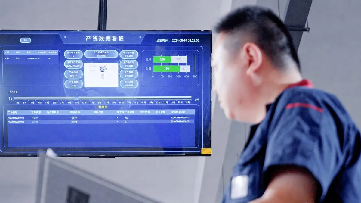 Digital production monitoring screen in a WENXIN workshop