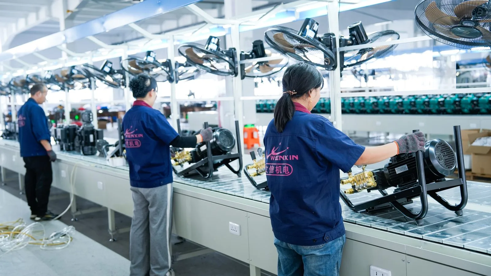 Pressure washer assembly line at WENXIN
