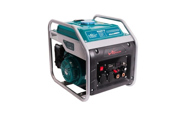 WENXIN generator welding machine with welding terminals and power sockets on a white background